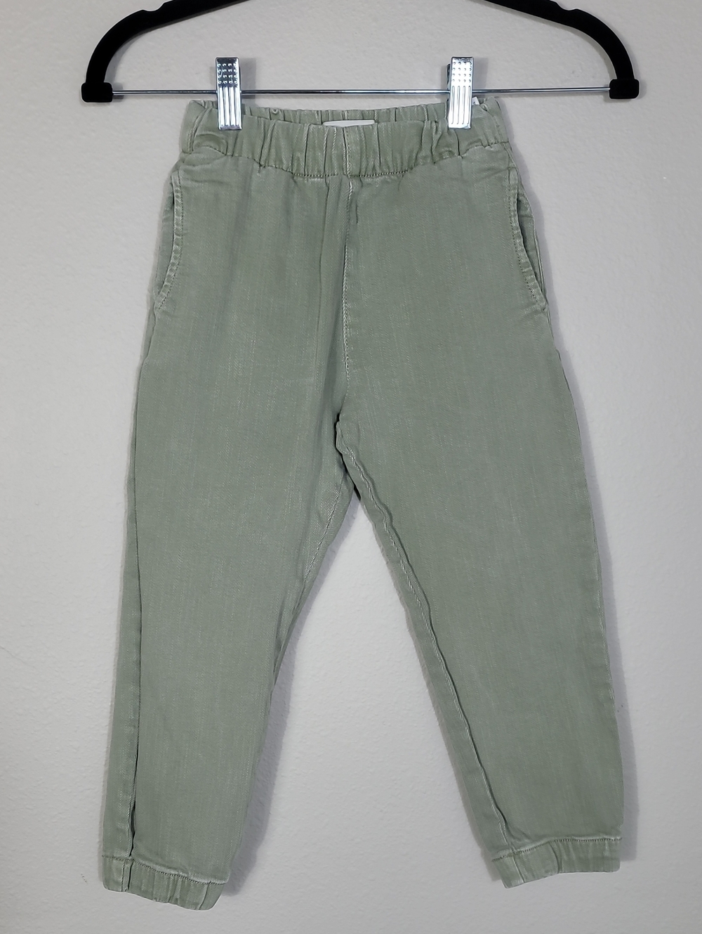 Zara Girls Olive Green Pull On Jogger Pants Size 5–6 Elastic Utility Cotton